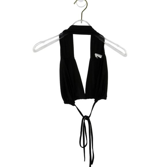 SHEIN Black Bralette Tie Tank Small Tiny Halter Crop Top Going Out Small - Picture 4 of 7